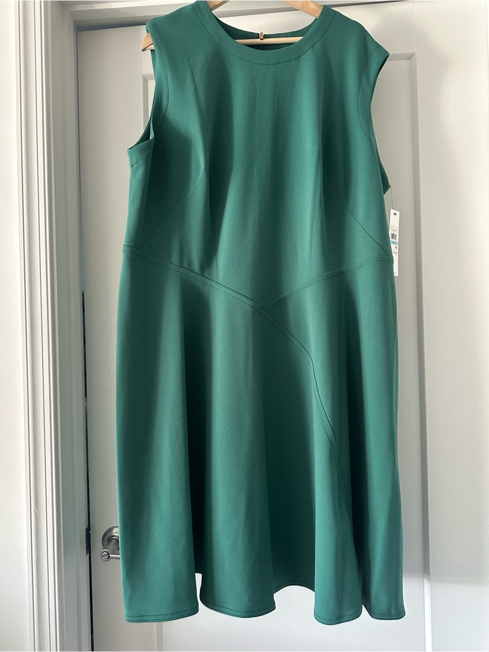 💚 NWT! Green CALVIN KLEIN Crewneck Sleeveless Shift Dress - Size 20W - Picture 3 of 10